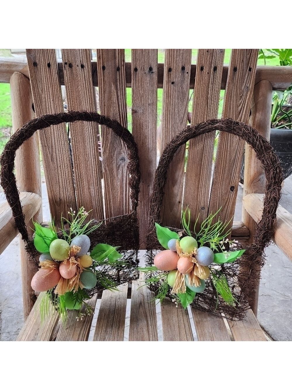 2 matching Easter Holiday basket wreath set pastel